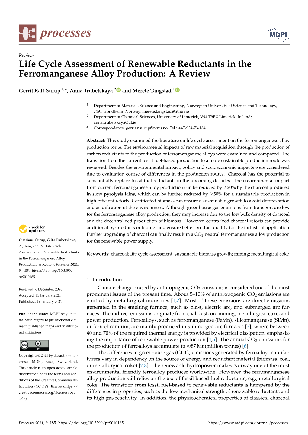 Life Cycle Assessment of Renewable Reductants in the Ferromanganese Alloy Production: a Review