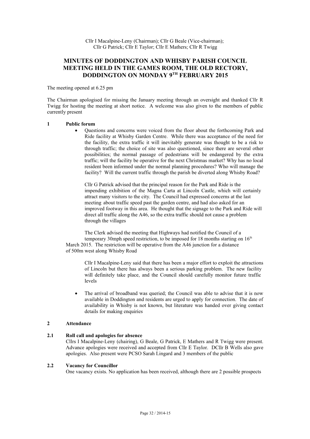 Minutes of Doddington and Whisby Parish Council s1