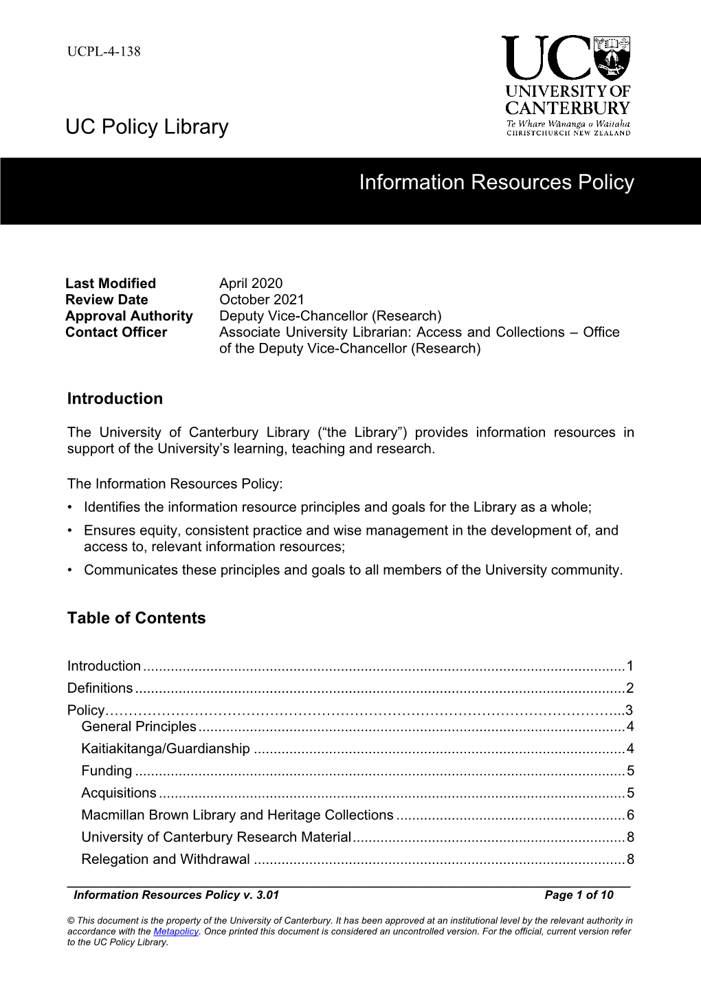 Information Resources Policy