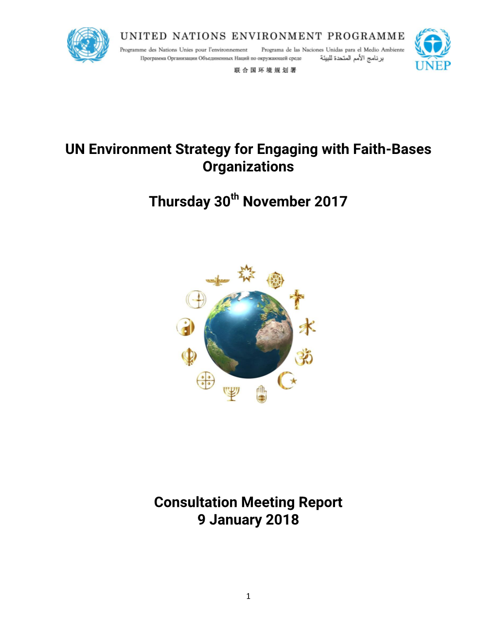 UN Environment Strategy for Engaging with Faith-Bases Organizations
