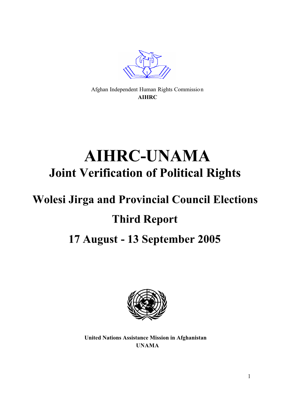 AIHRC-UNAMA Joint Verification of Political Rights