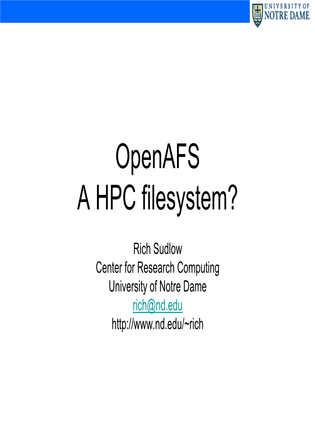 Openafs a HPC Filesystem?