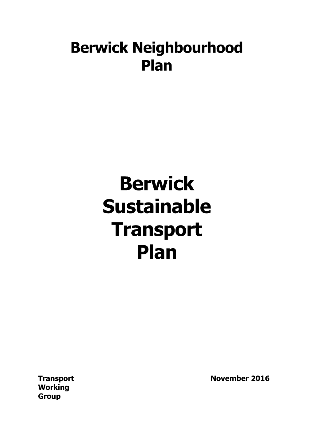 Berwick Sustainable Transport Plan