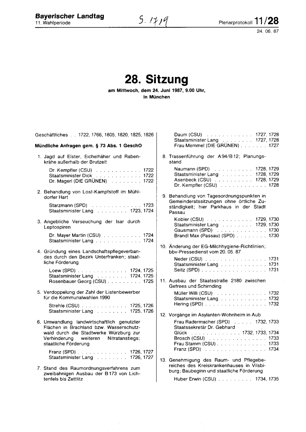 28. Sitzung Am Mittwoch, Dem 24