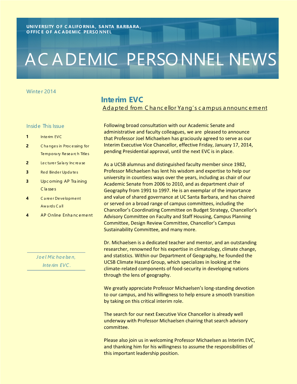 Academic Personnel News