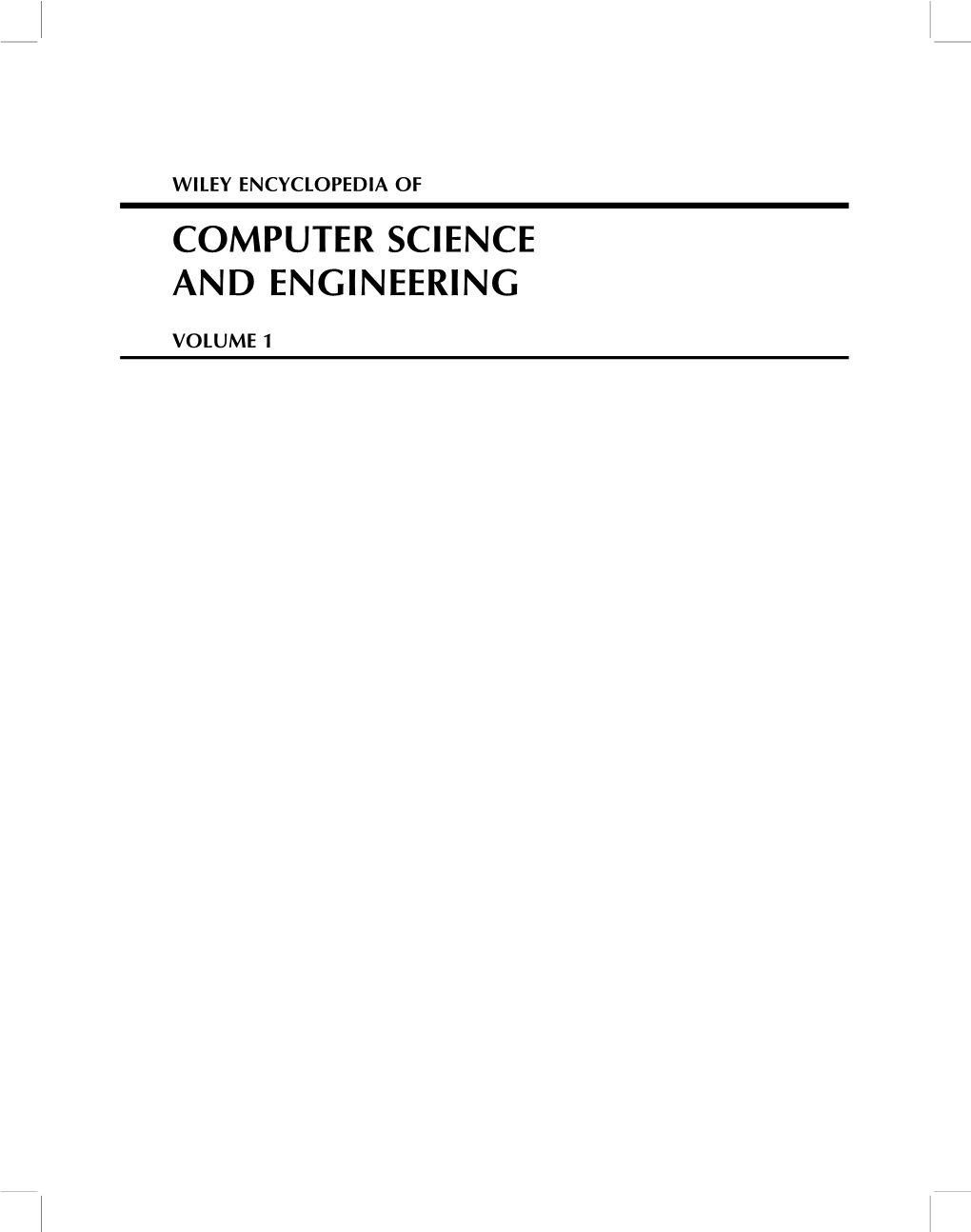 Encyclopedia of Computer Science and Engineering