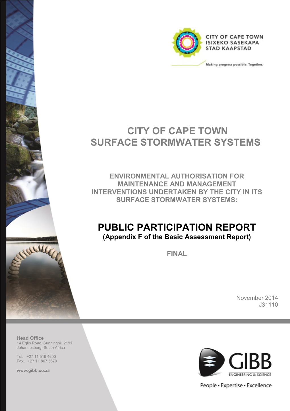 City of Cape Town Surface Stormwater Systems Public Participation Process Comments and Response Report