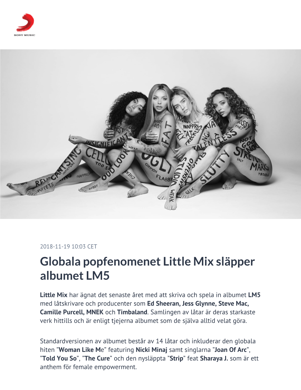 Globala Popfenomenet Little Mix Släpper Albumet LM5