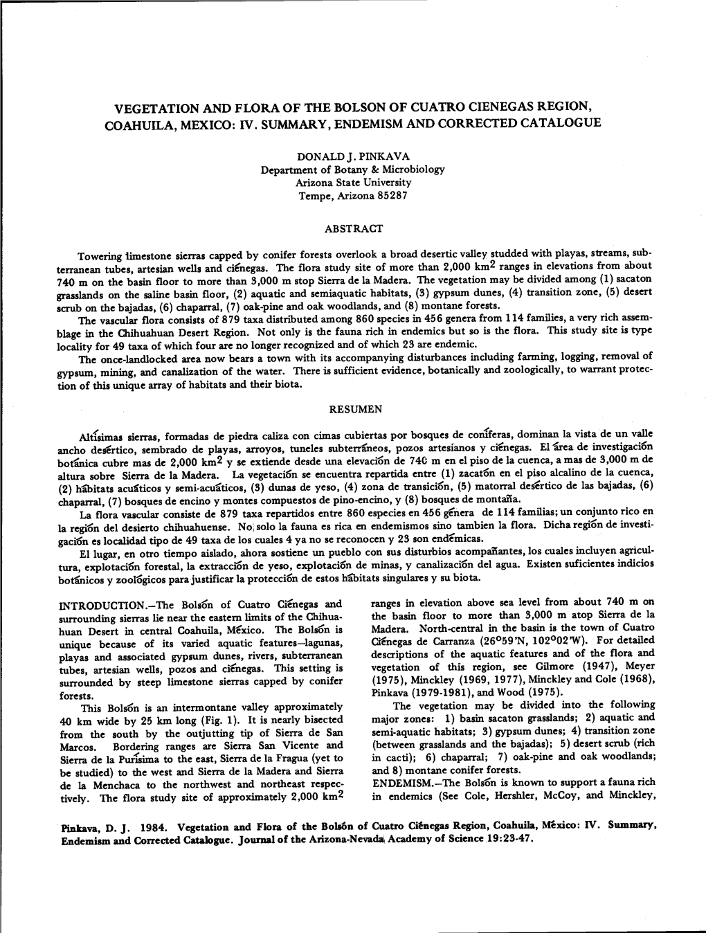 TV. SUMMARY, ENDEMISM and CORRECTED CATALOGUE "Ia""G"R