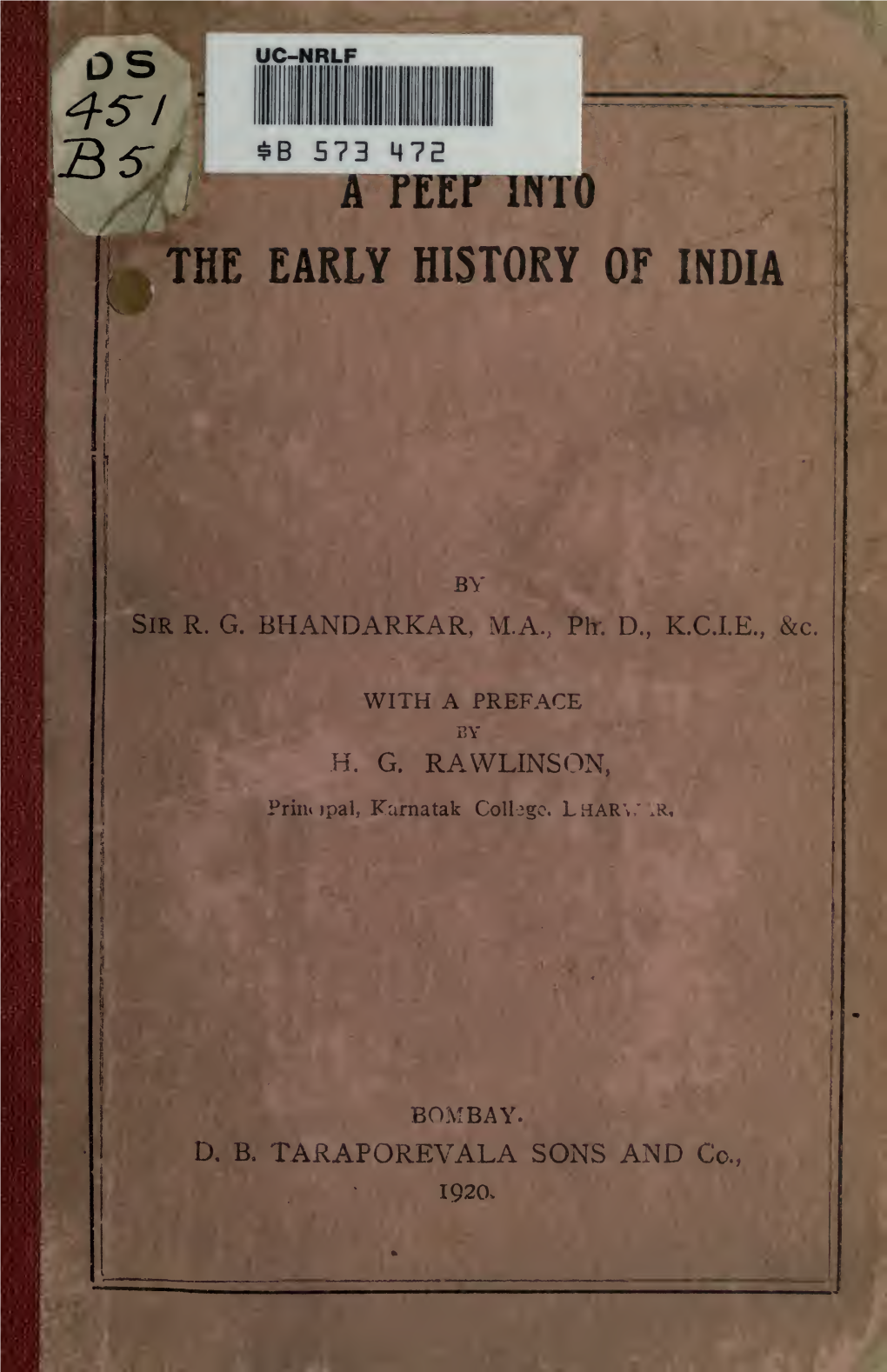 A Peep Into the Early History of India: from the Foundation of the Maurya