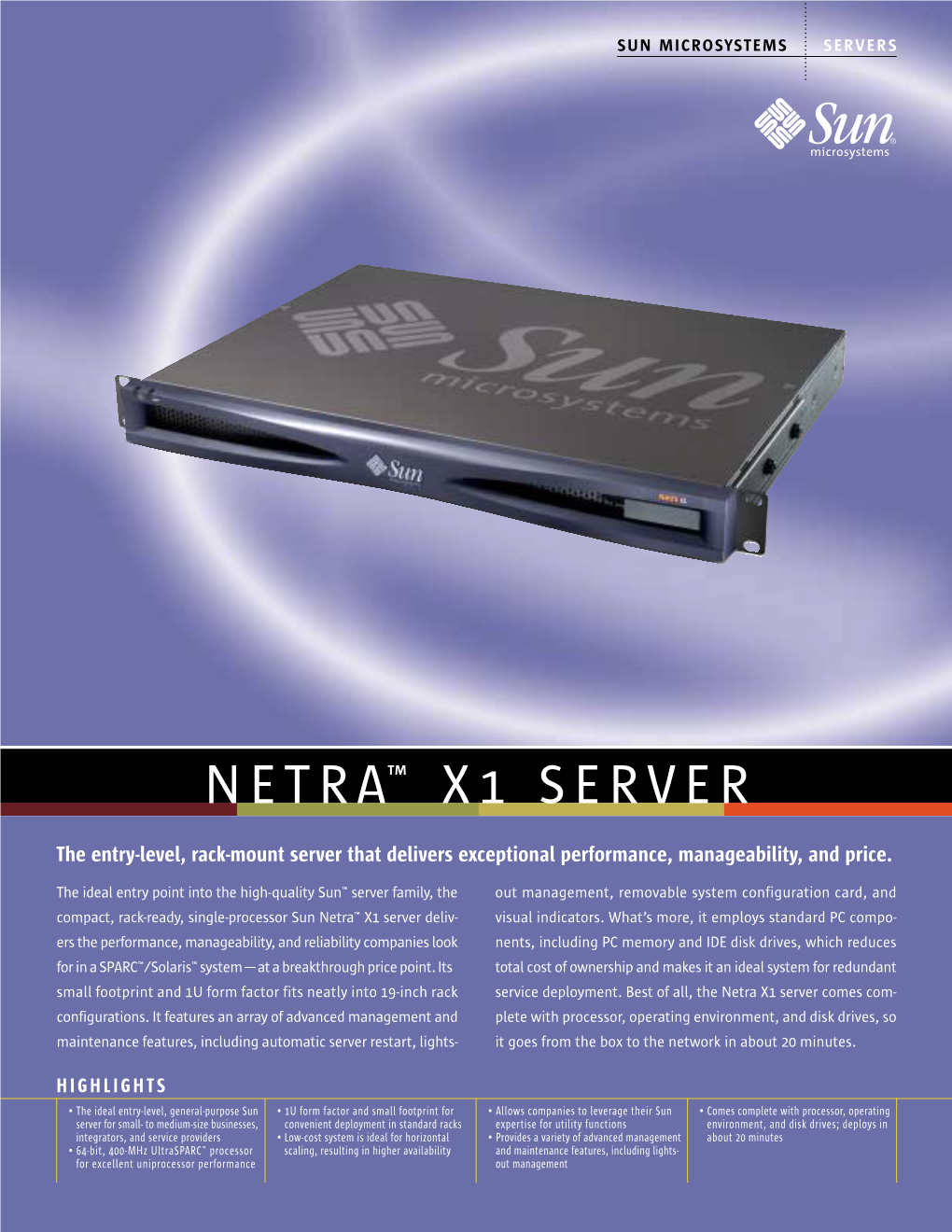 Netra™ X1 Server