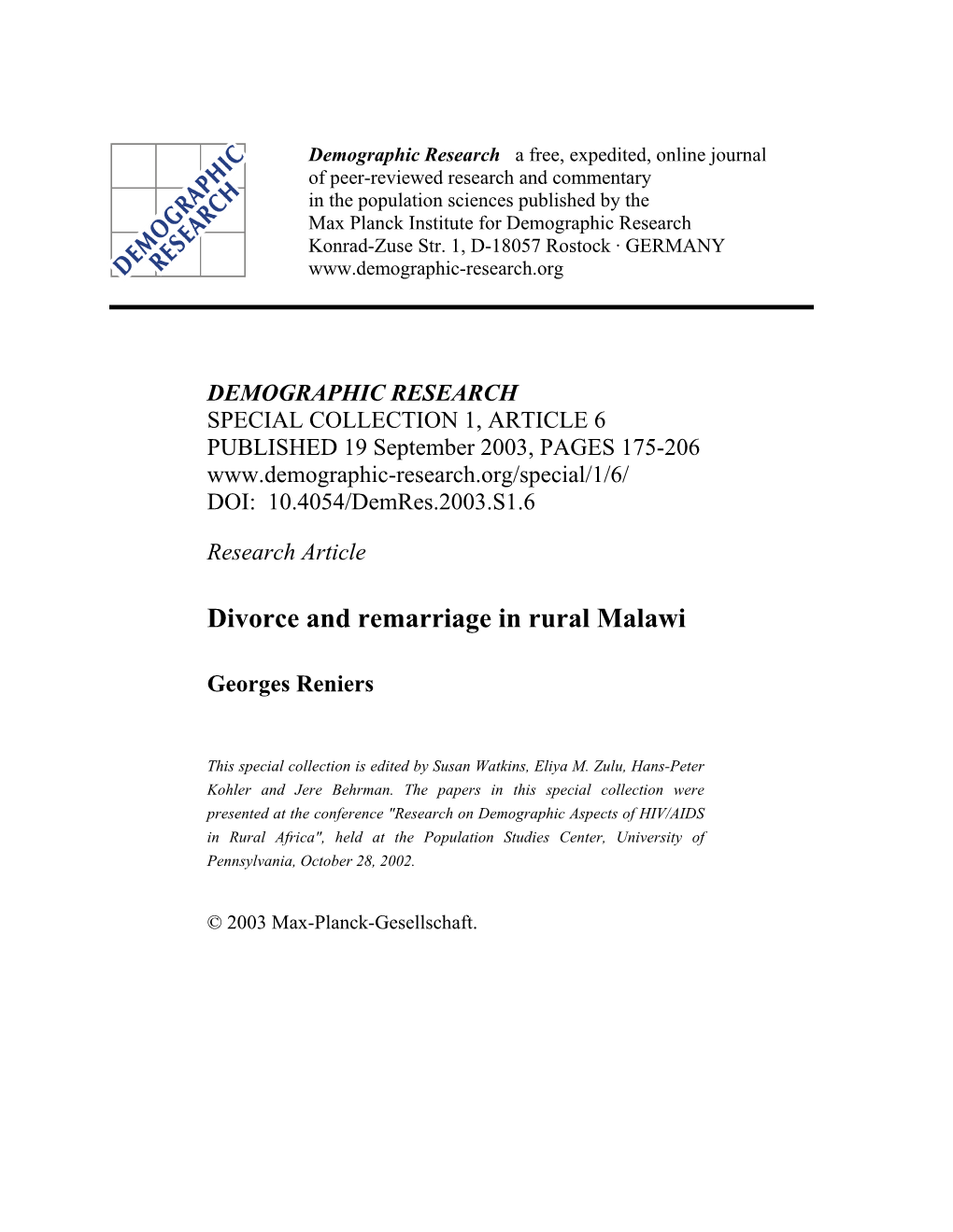 Divorce and Remarriage in Rural Malawi