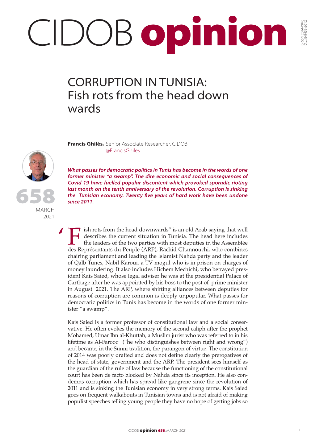 CORRUPTION in TUNISIA: Fish Rots from the Head Down Wards