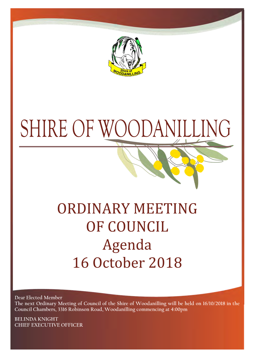 ORDINARY MEETING of COUNCIL Agenda 16 October 2018