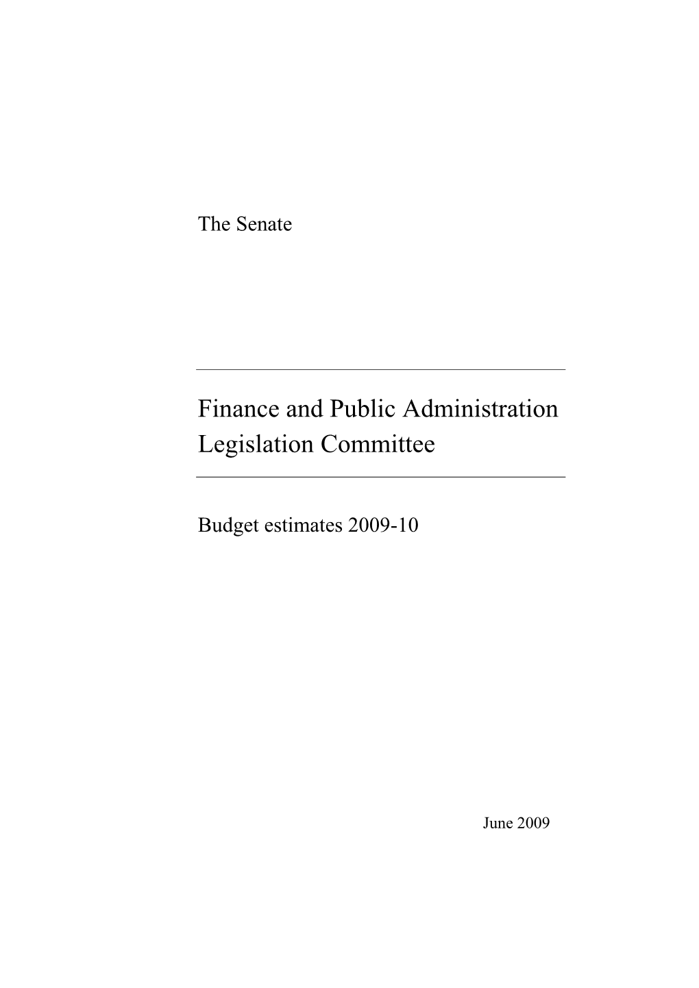 Report: Budget Estimates 2009–10