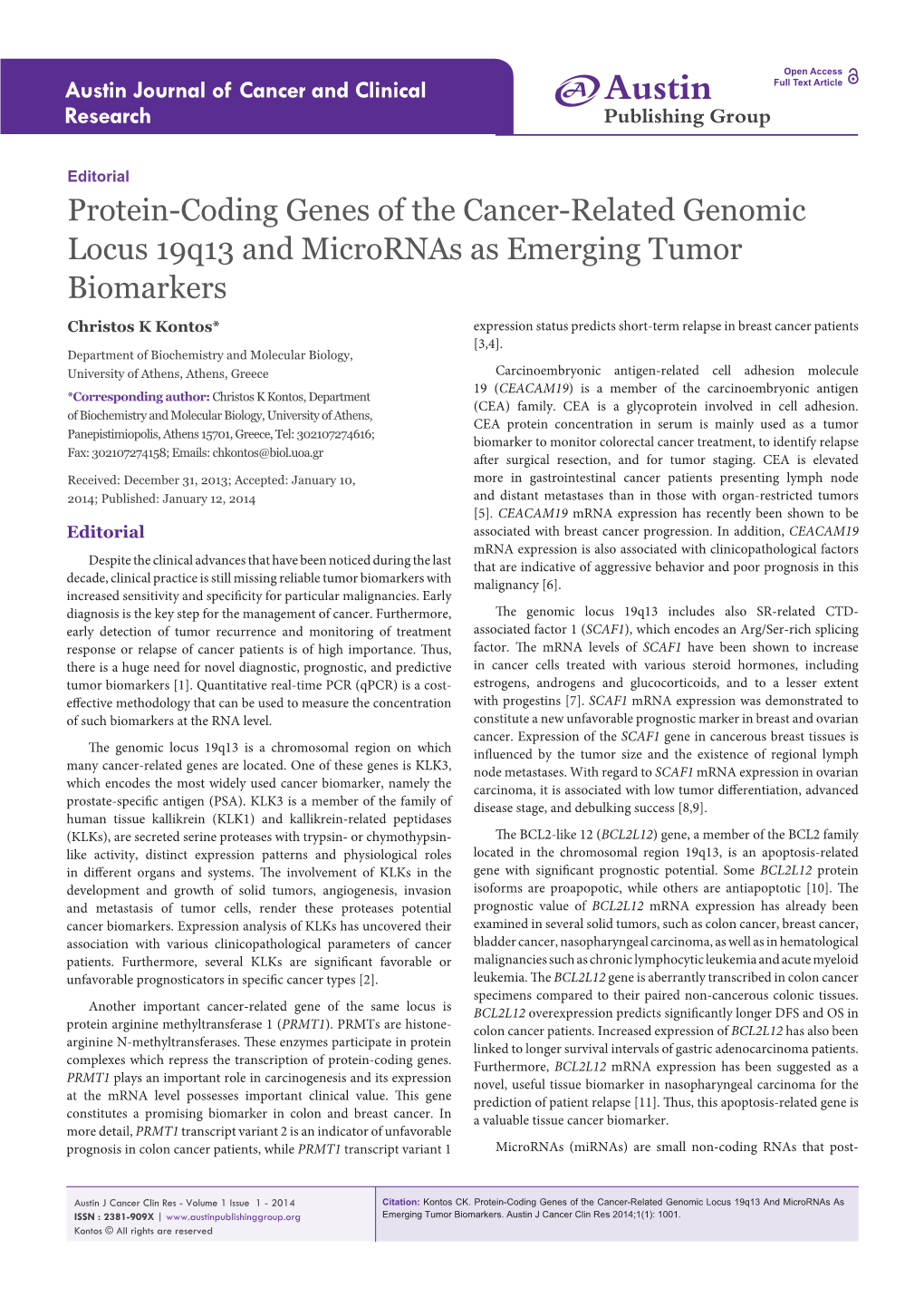 Protein-Coding Genes of the Cancer-Related Genomic Locus