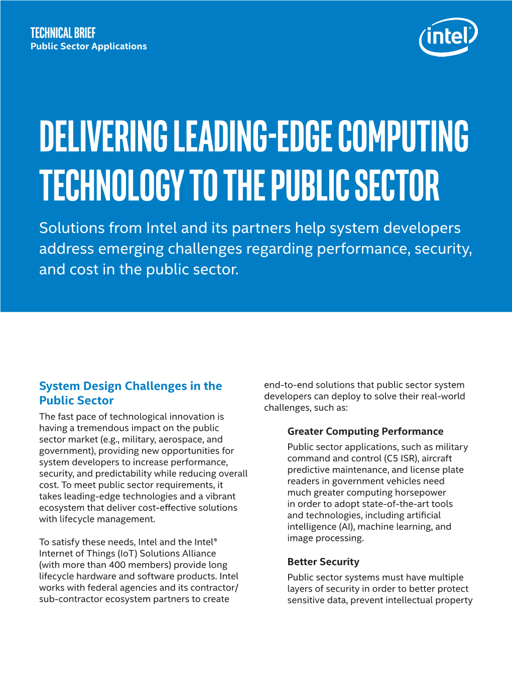 Delivering Leading-Edge Computing Technology to the Public Sector