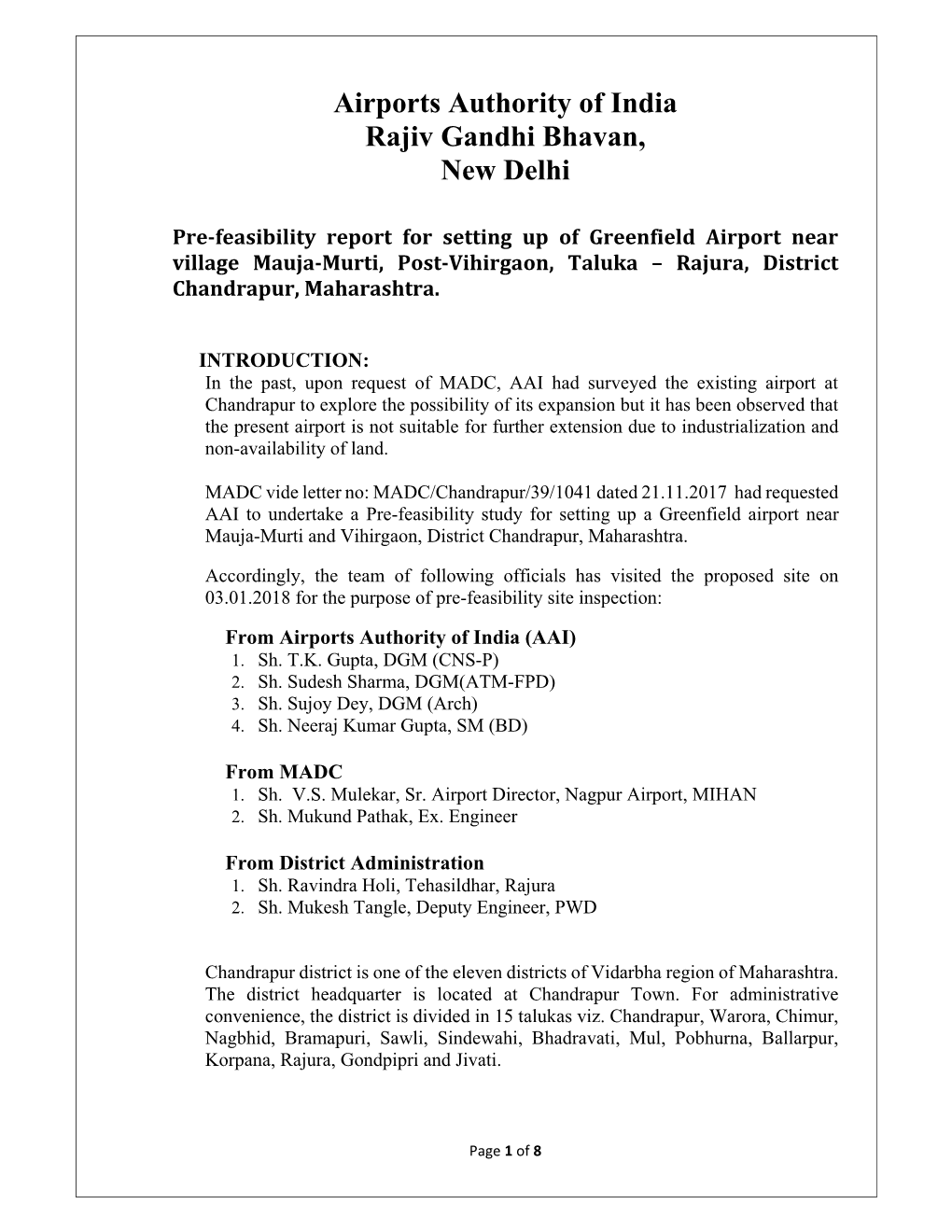 Airports Authority of India Rajiv Gandhi Bhavan, New Delhi