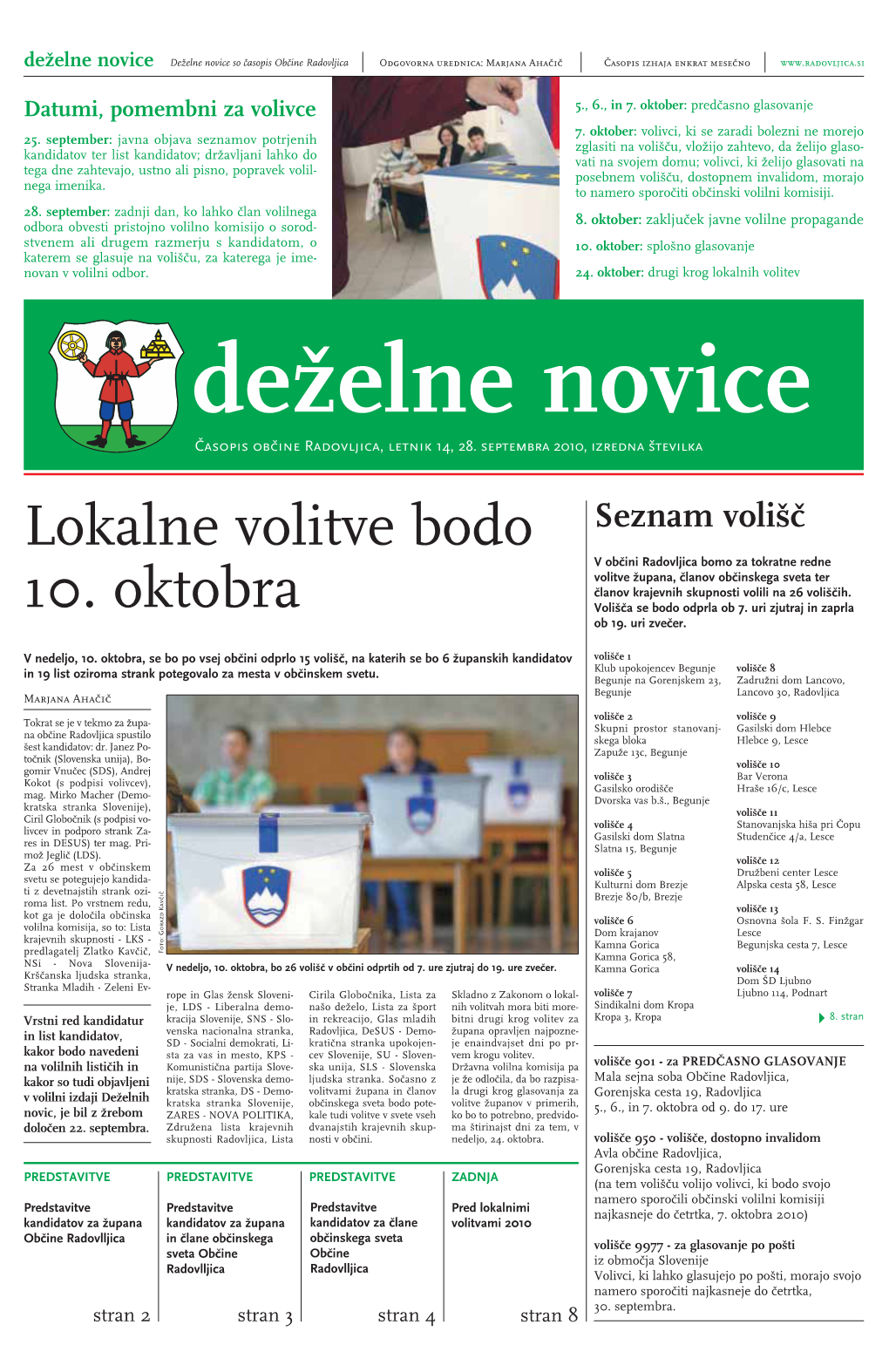 Lokalne Volitve Bodo 10. Oktobra