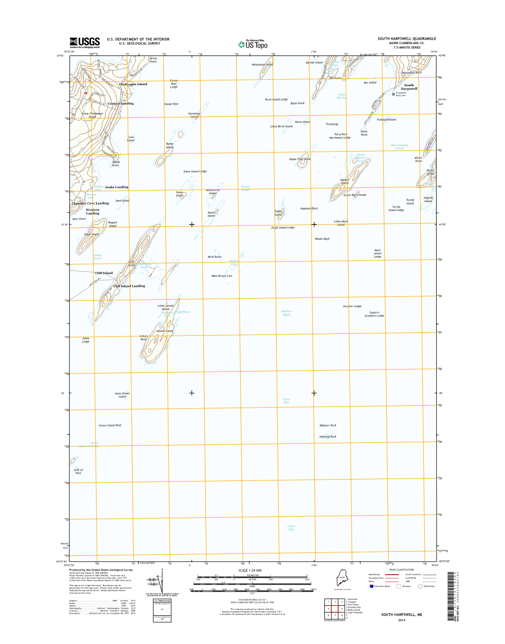 USGS 7.5-Minute Image Map for South Harpswell, Maine