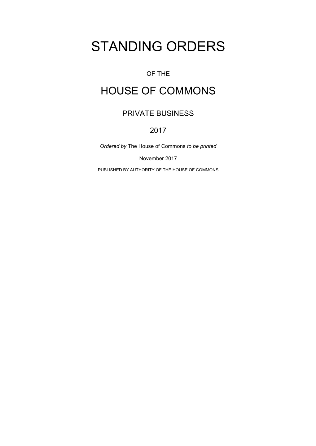 Standing Orders of the House of Commons