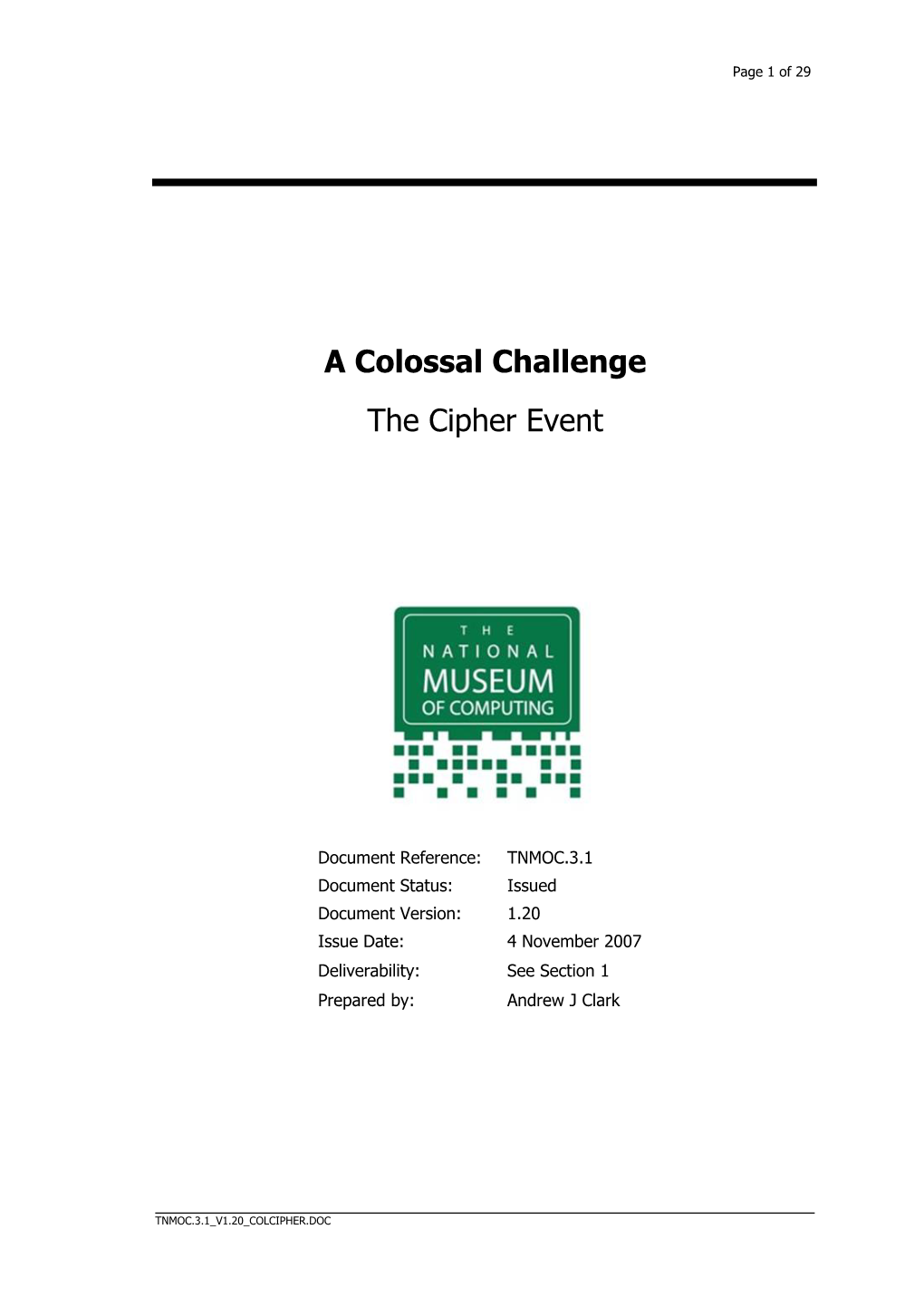 A Colossal Challenge the Cipher Event