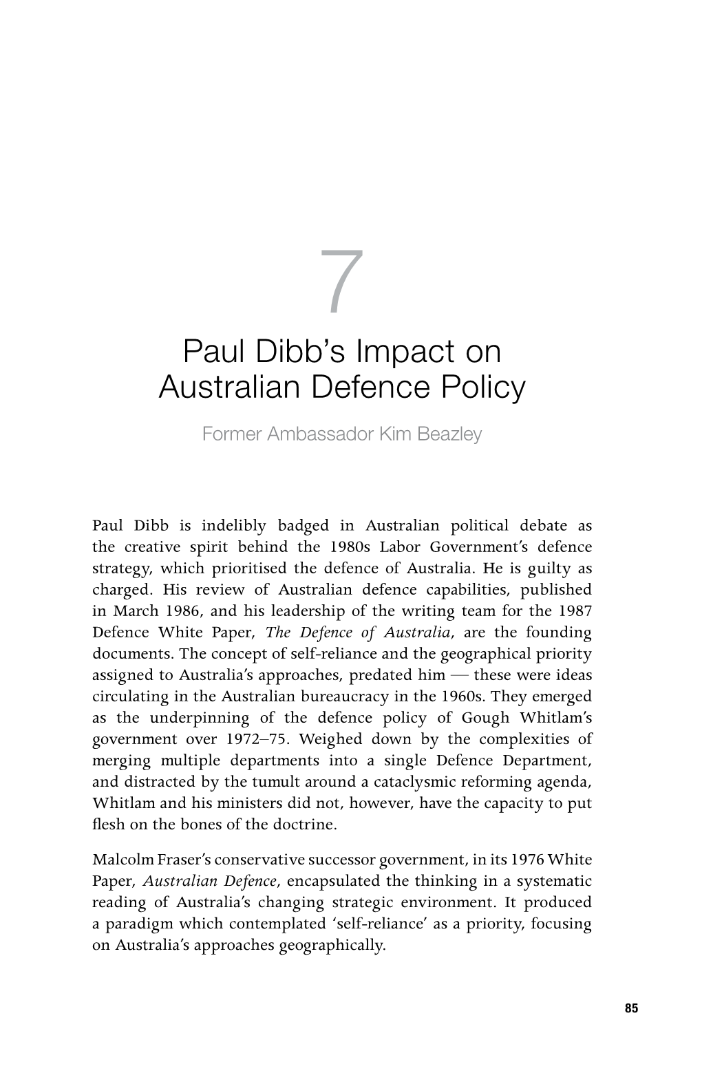 Paul Dibb's Impact on Australian Defence Policy