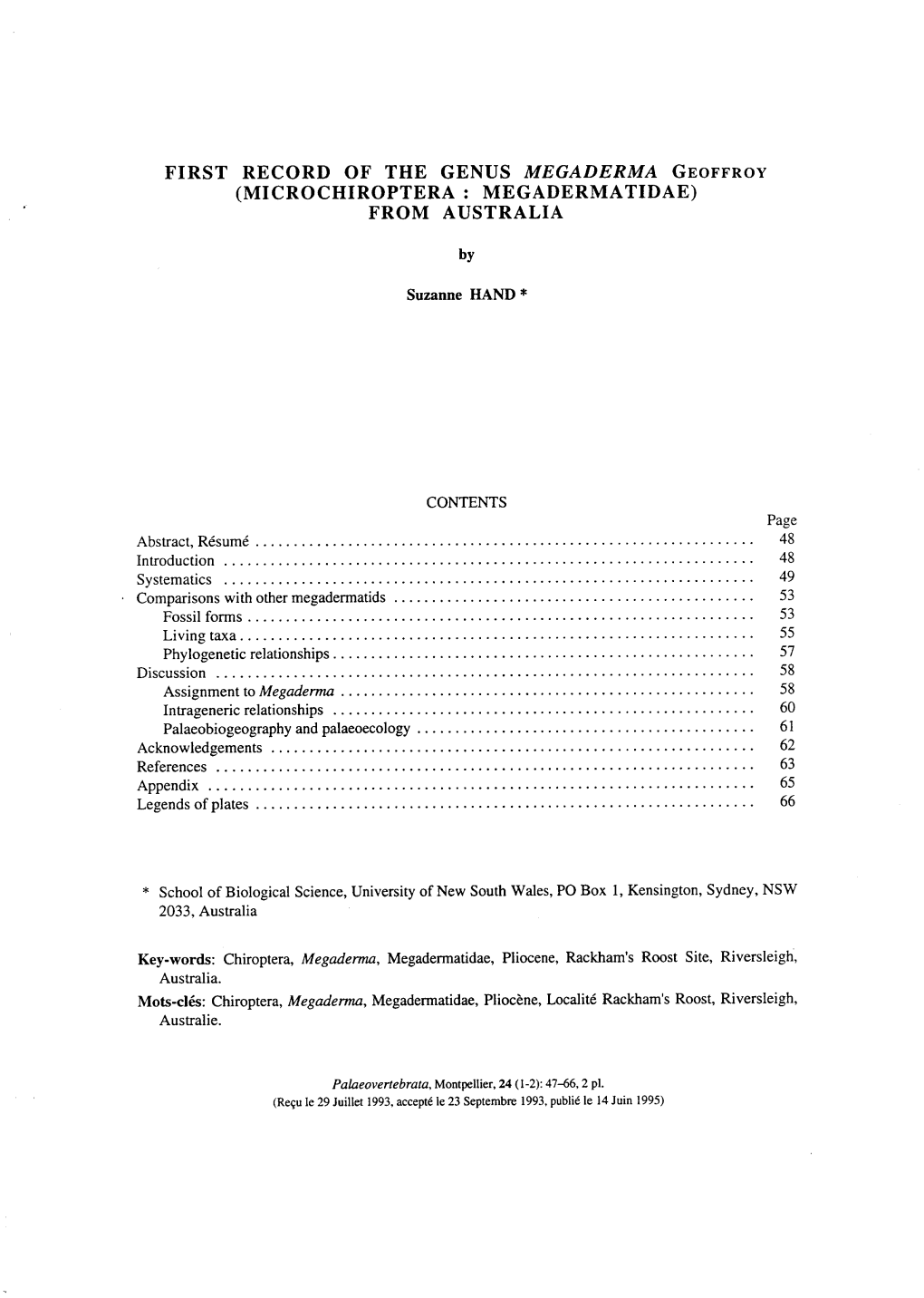 First Record of the Genus Megaderma Gpot .Roy (Microchiroptera