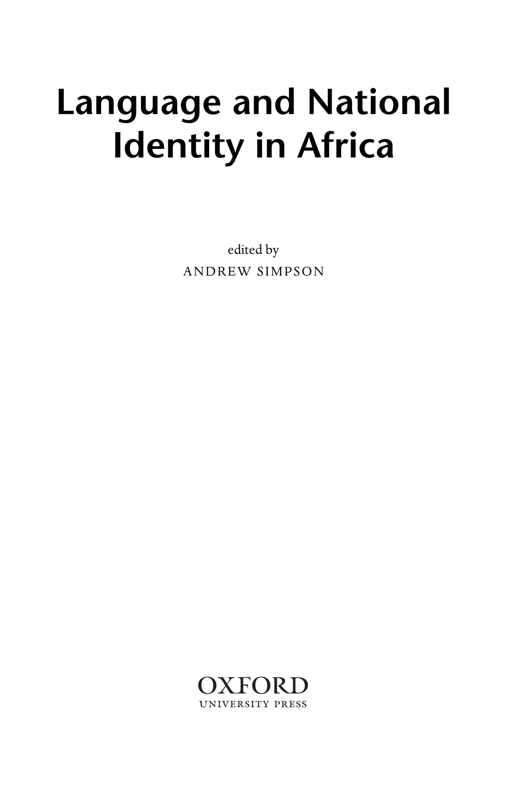 Language and National Identity in Africa