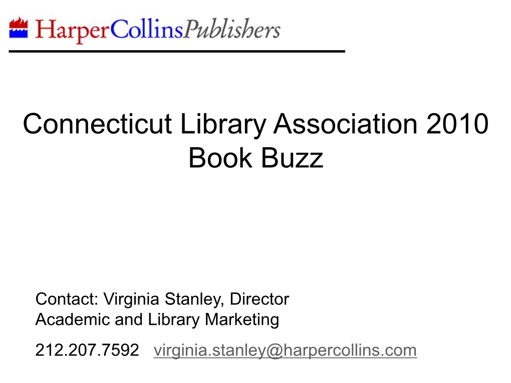 Connecticut Library Association 2010 Book Buzz