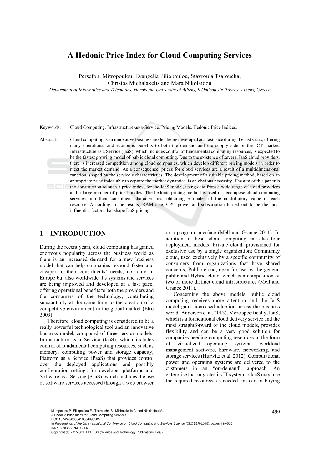 A Hedonic Price Index for Cloud Computing Services