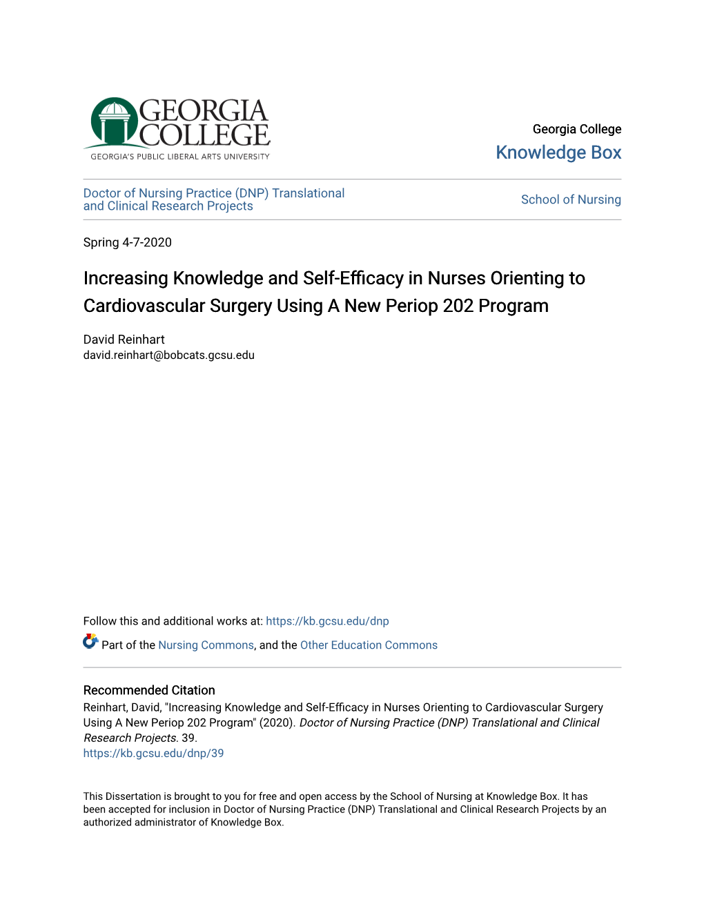 Increasing Knowledge and Self-Efficacy in Nurses Orienting to Cardiovascular Surgery