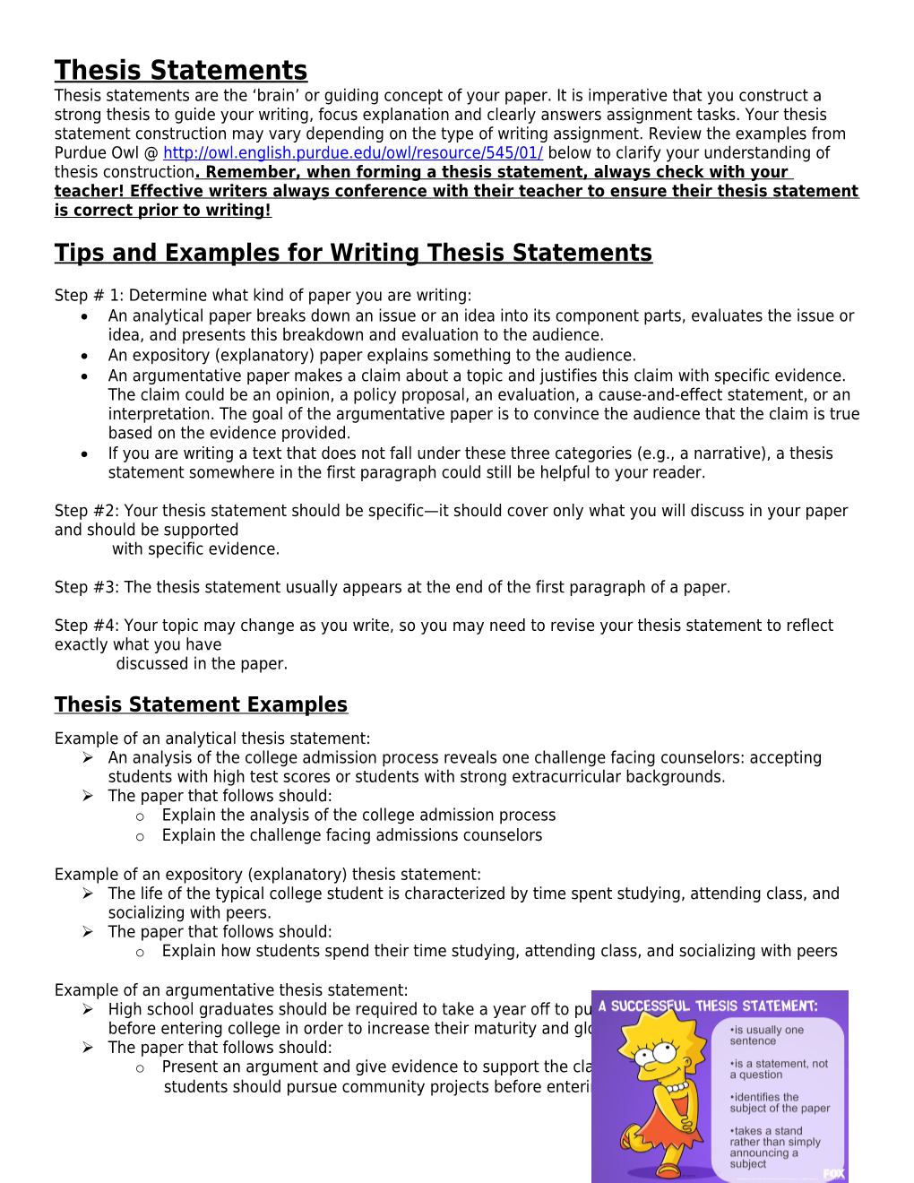 Tips and Examples for Writing Thesis Statements