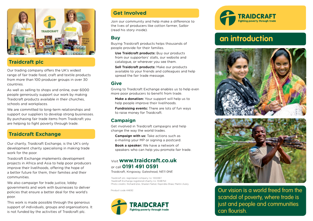 An Introduction Buying Traidcraft Products Helps Thousands of People Provide for Their Families