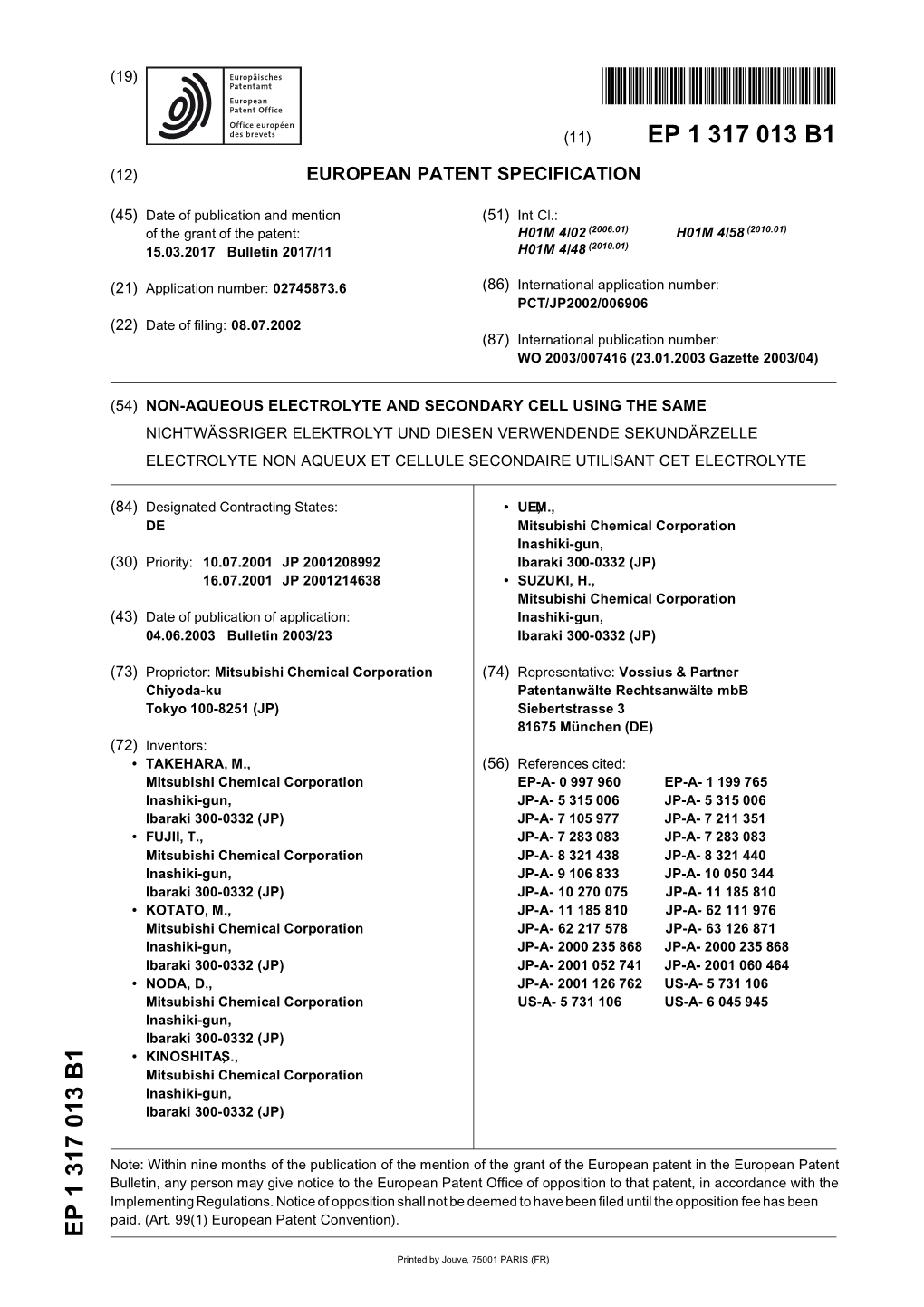 Non-Aqueous Electrolyte and Secondary Cell Using the Same