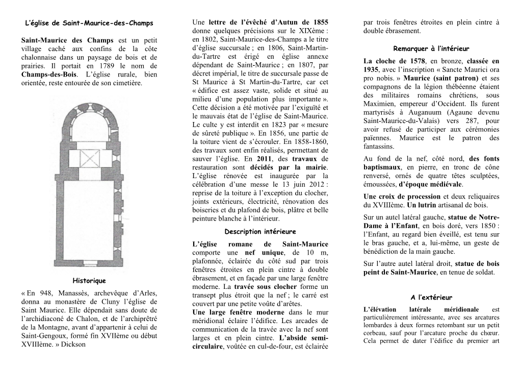 Eglise Saint Maurice De St Maurice Des Champs