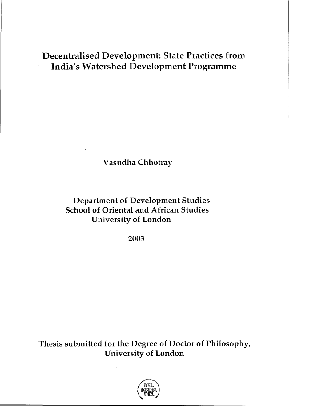 State Practices from India's Watershed Development Programme