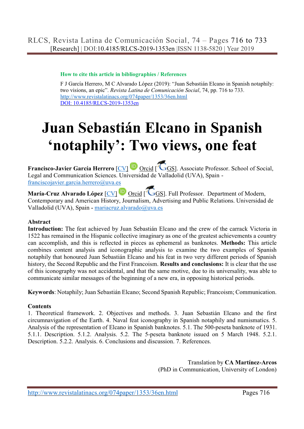 Juan Sebastián Elcano in Spanish 'Notaphily': Two Views, One Feat