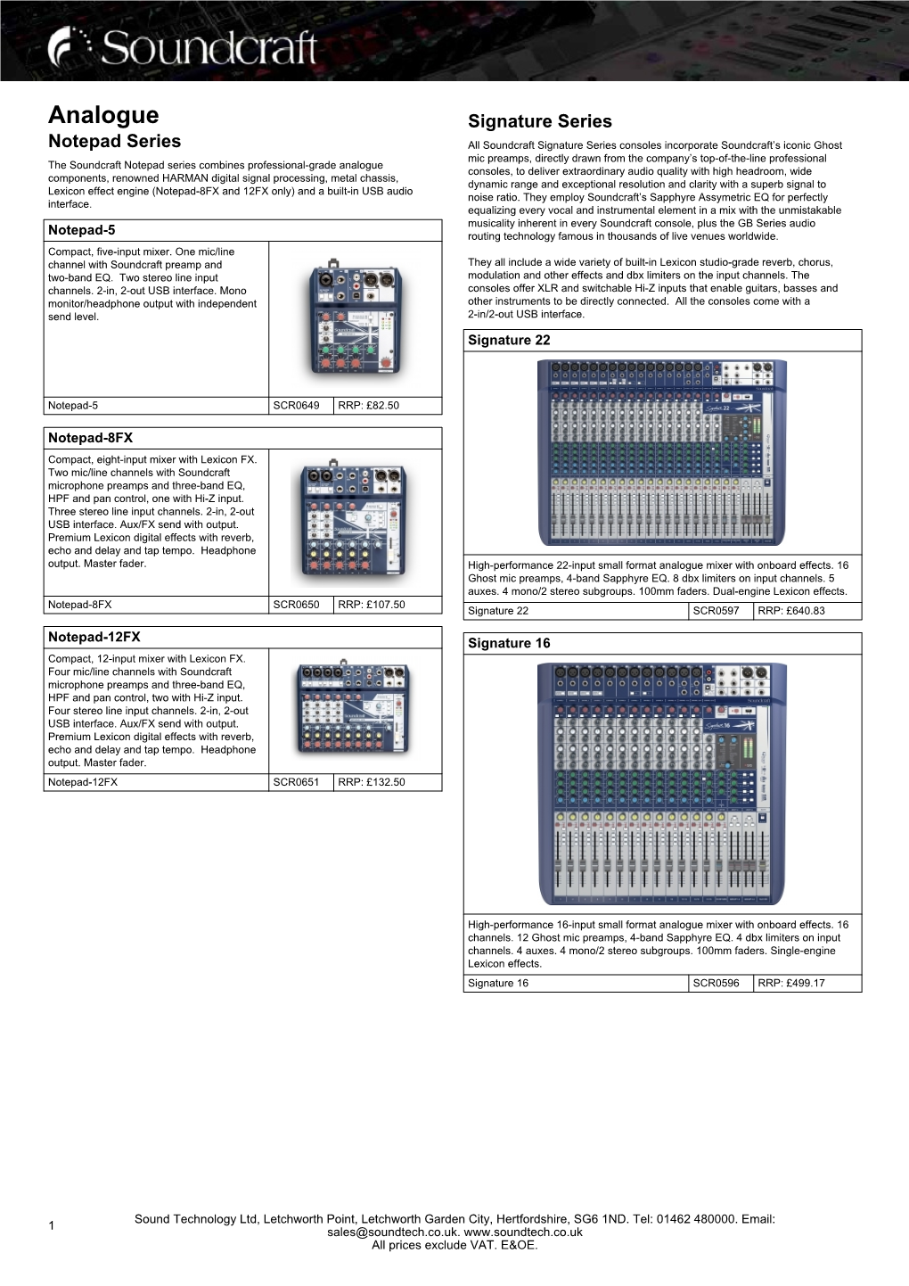 Price List/Catalogue with RRP Prices