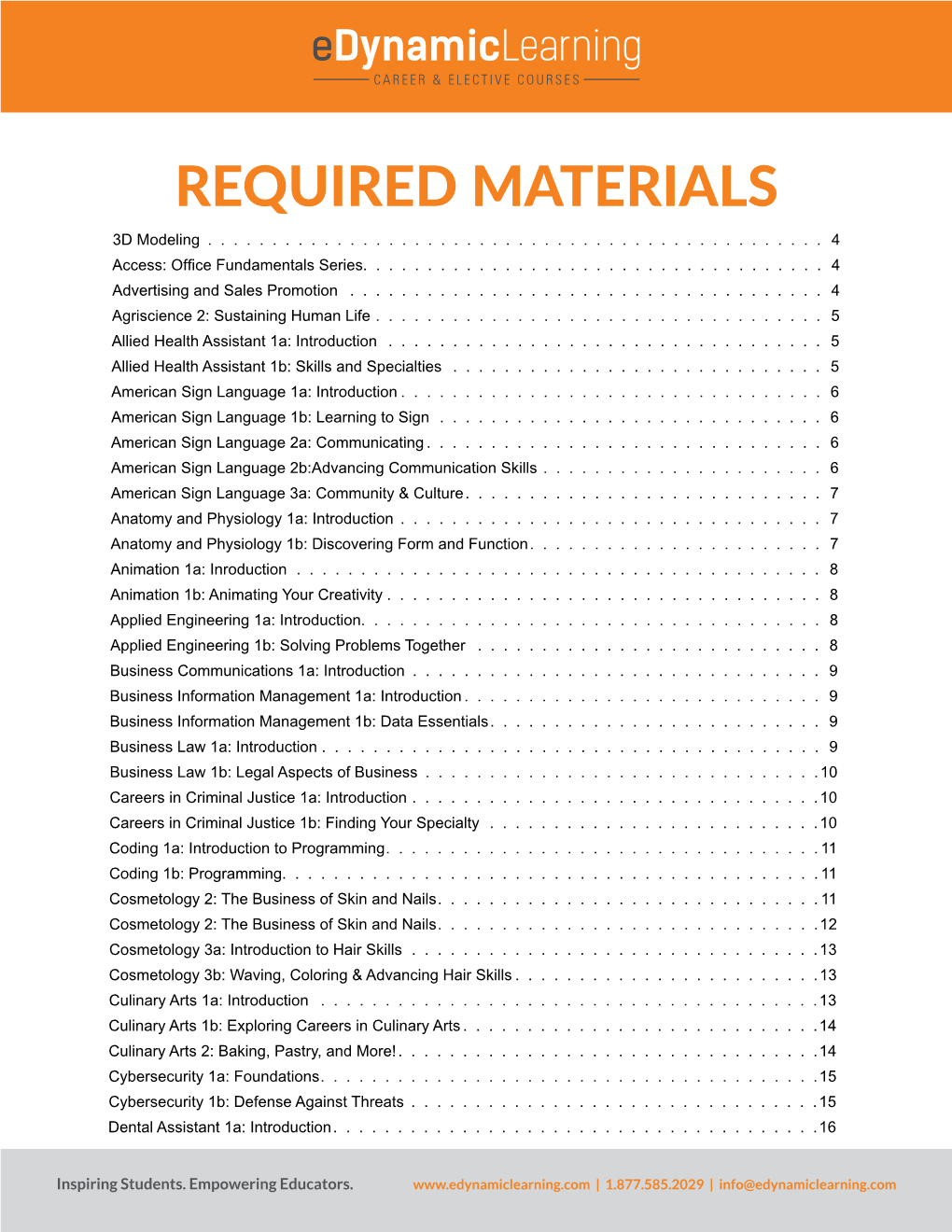 Required Materials