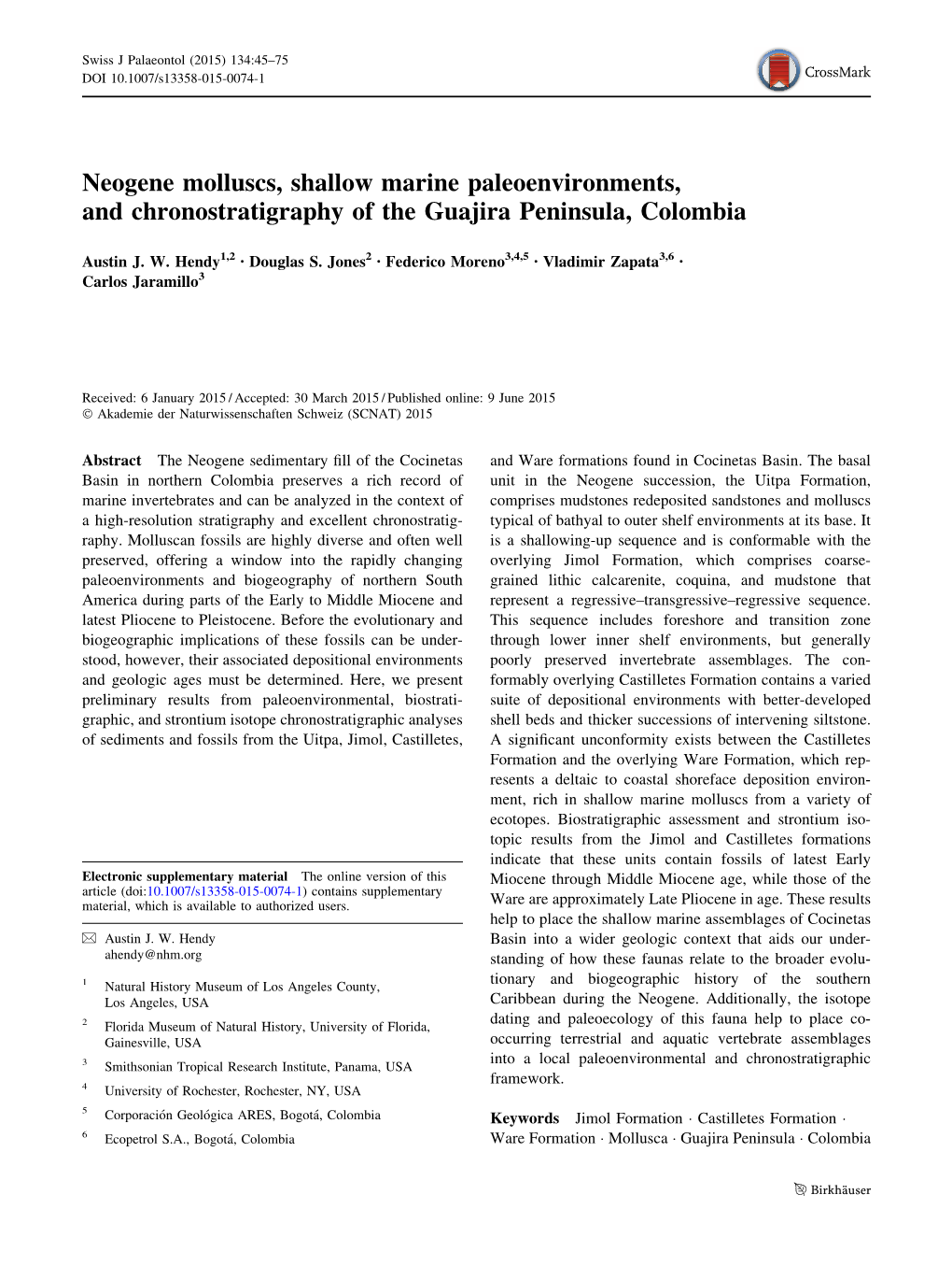 Neogene Molluscs, Shallow Marine Paleoenvironments, and Chronostratigraphy of the Guajira Peninsula, Colombia