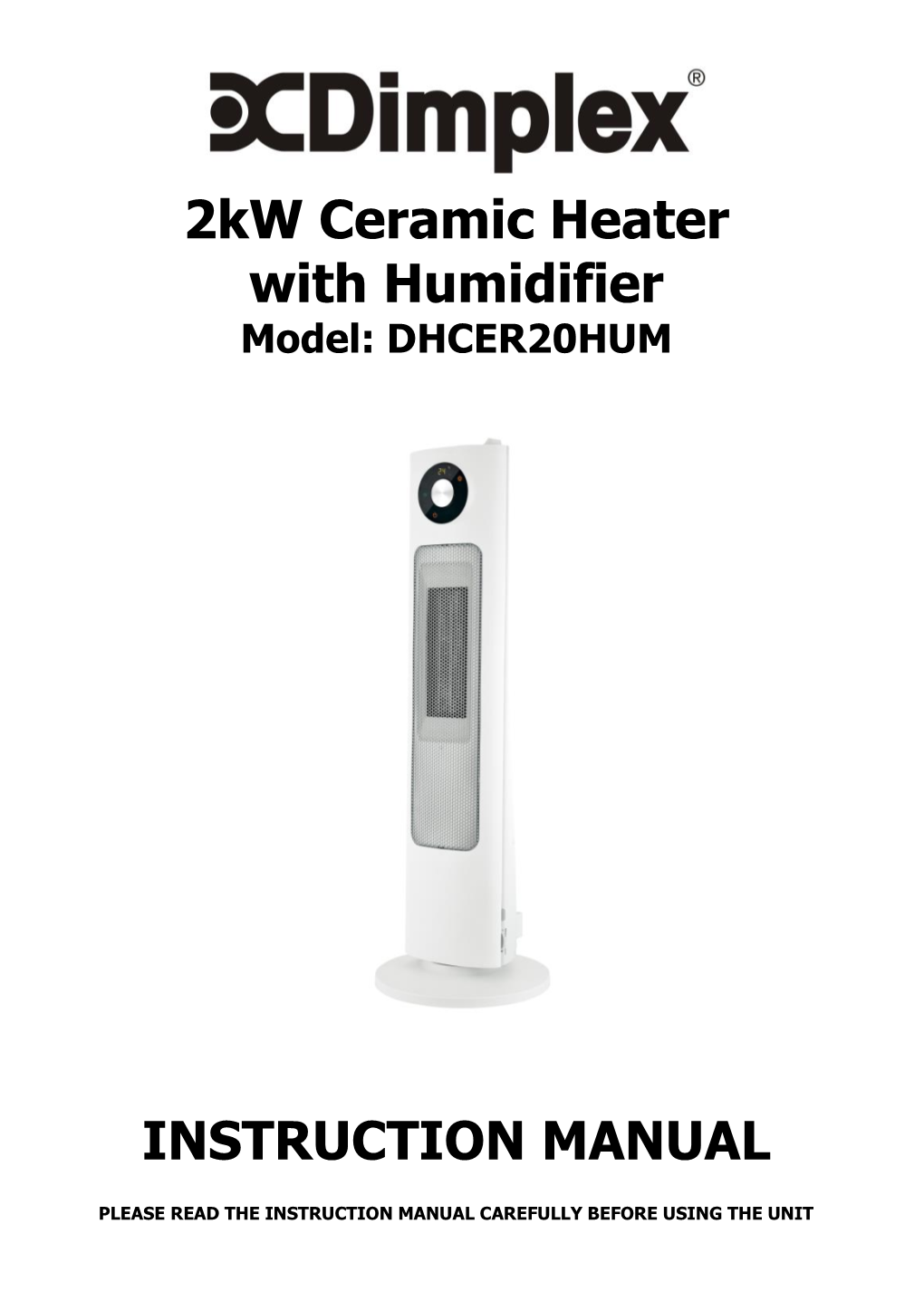 Dimplex DHCER20HUM Ceramic Heater with Humidifier User Manual