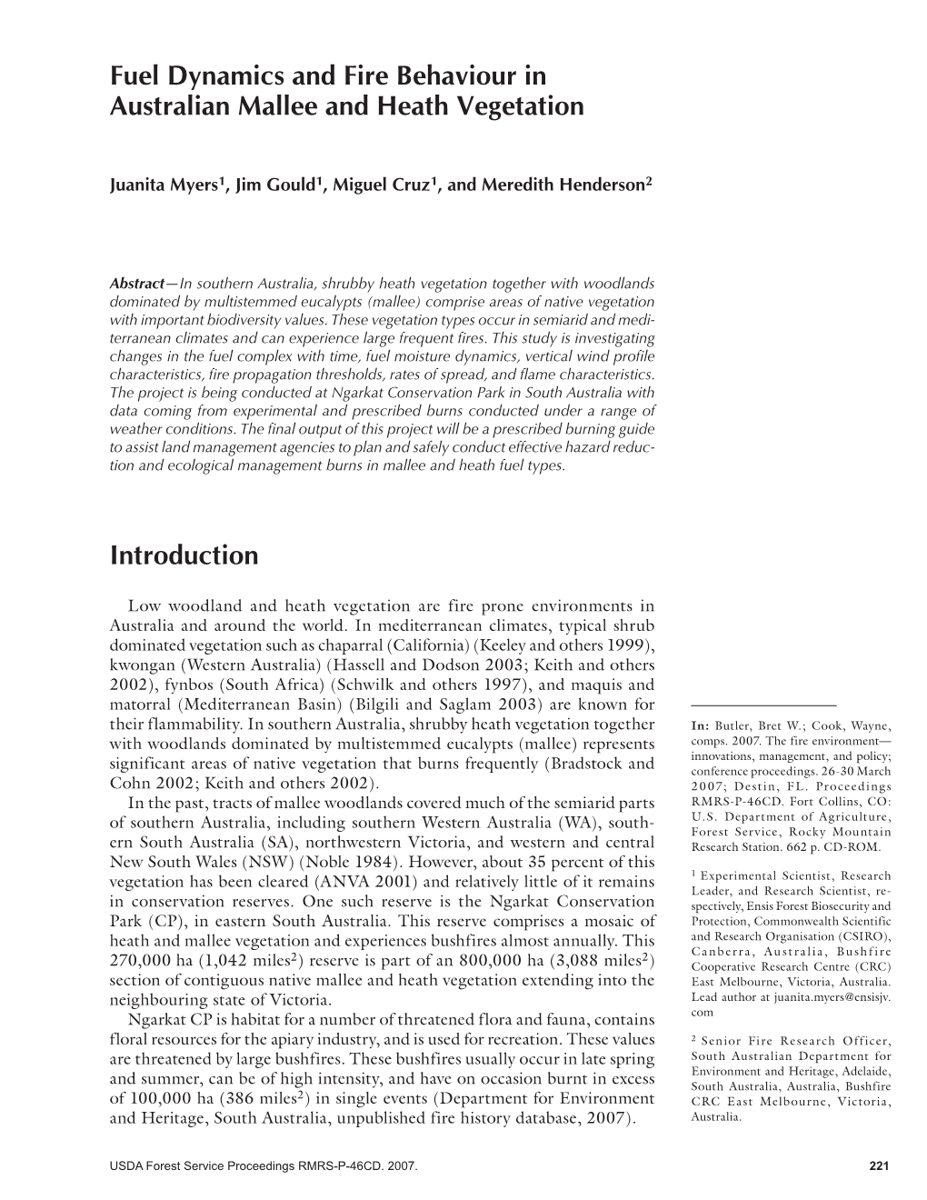 Fuel Dynamics and Fire Behaviour in Australian Mallee and Heath Vegetation