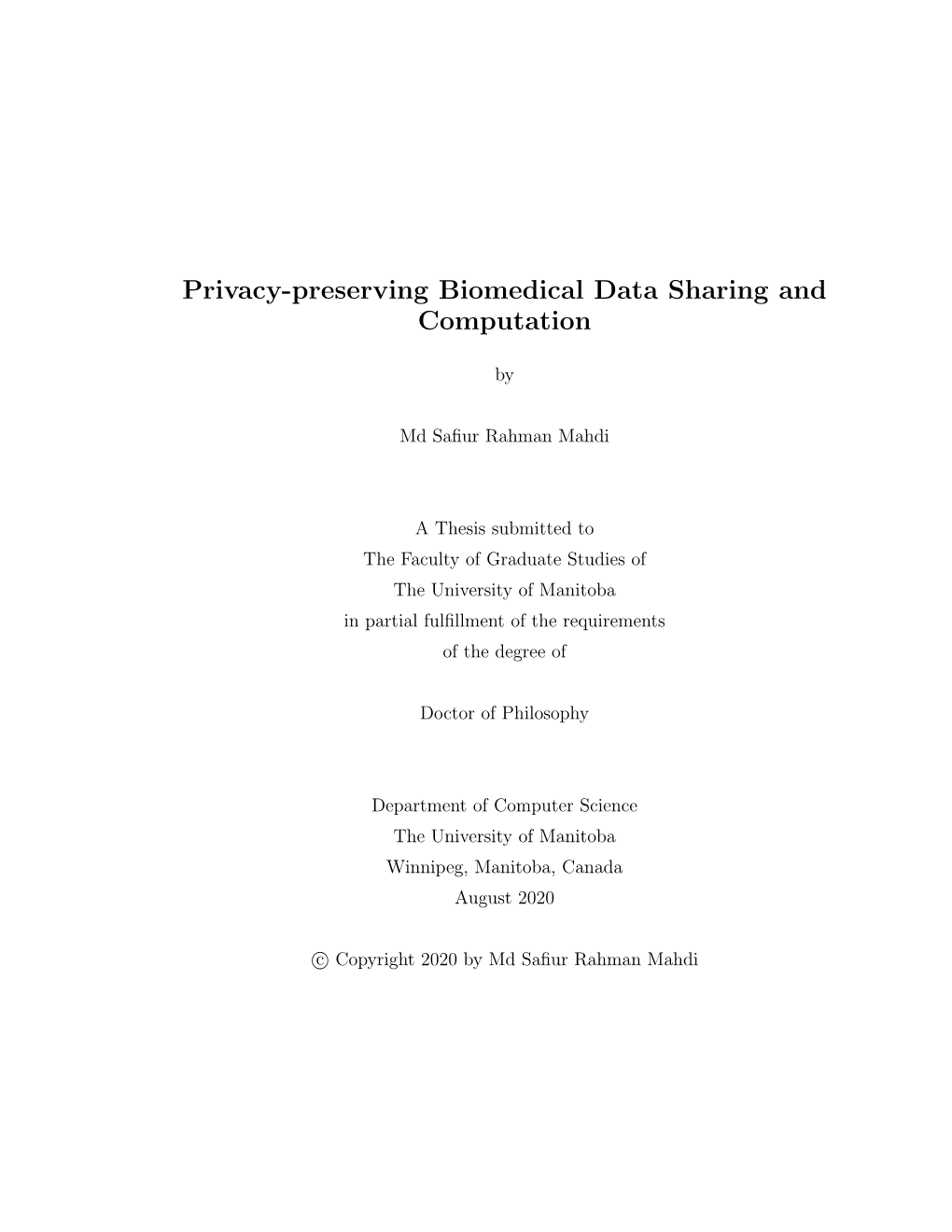 Privacy-Preserving Biomedical Data Sharing and Computation