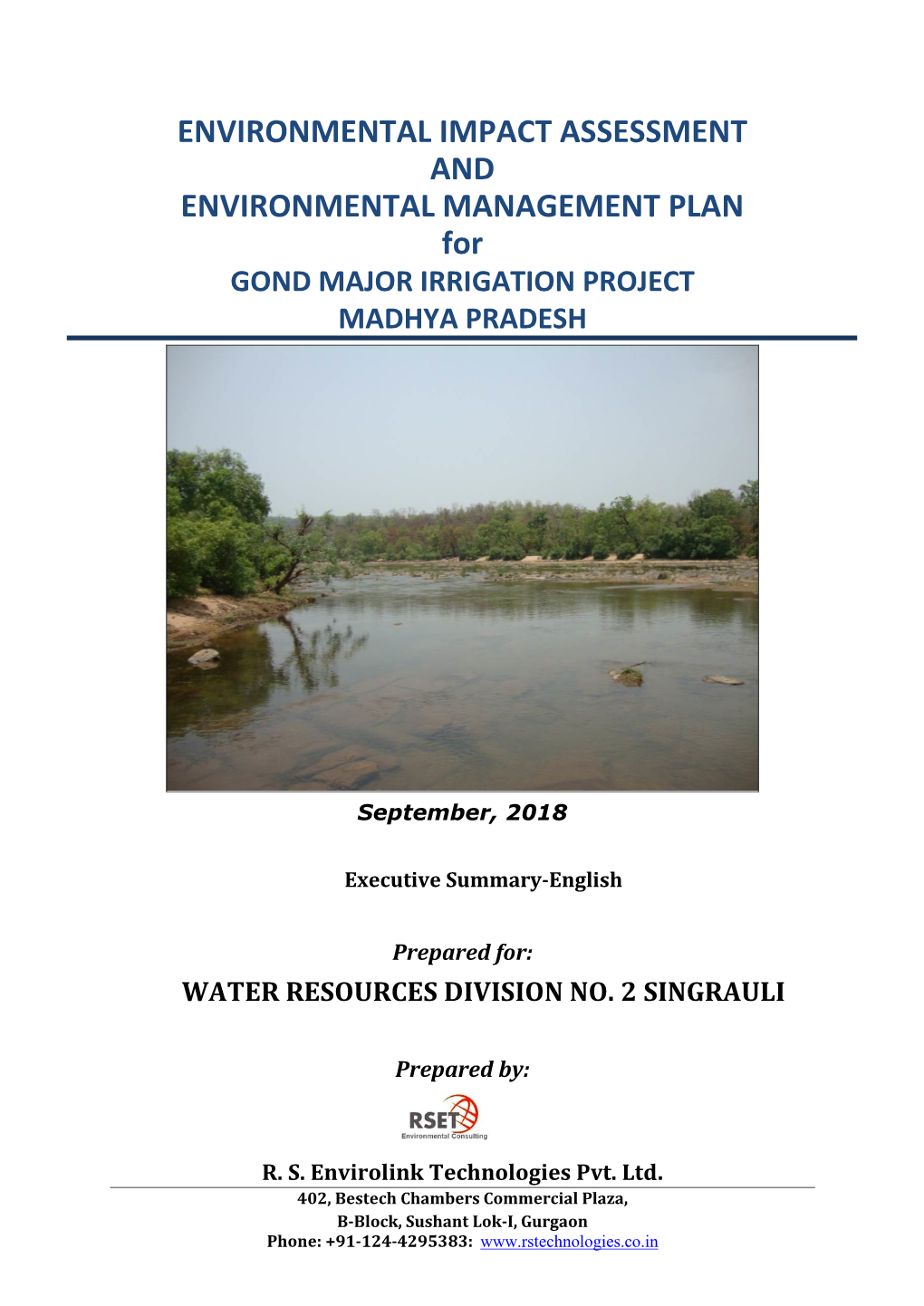 ENVIRONMENTAL IMPACT ASSESSMENT and ENVIRONMENTAL MANAGEMENT PLAN for GOND MAJOR IRRIGATION PROJECT MADHYA PRADESH