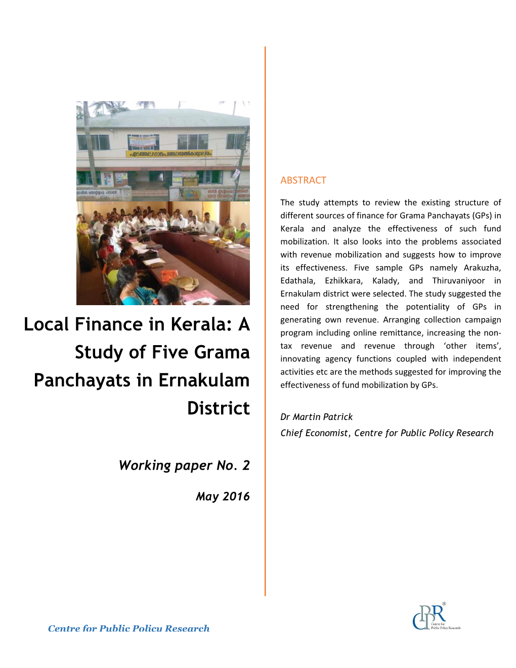 Local Finance in Kerala: a Program Including Online Remittance, Increasing the Non