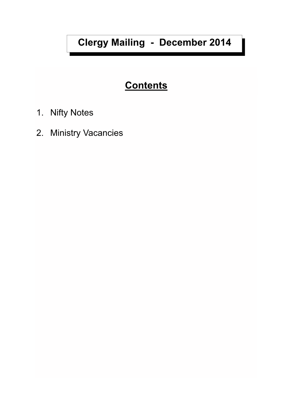 Mailing Contents Page