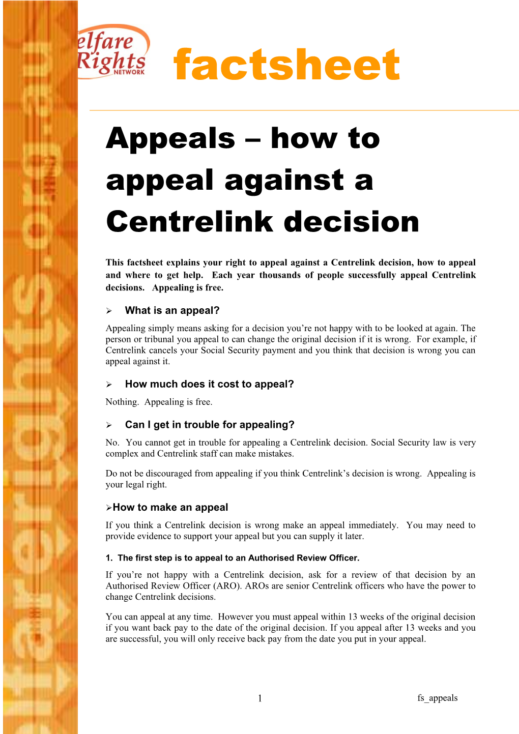 Appeals How to Appeal Against a Centrelink Decision