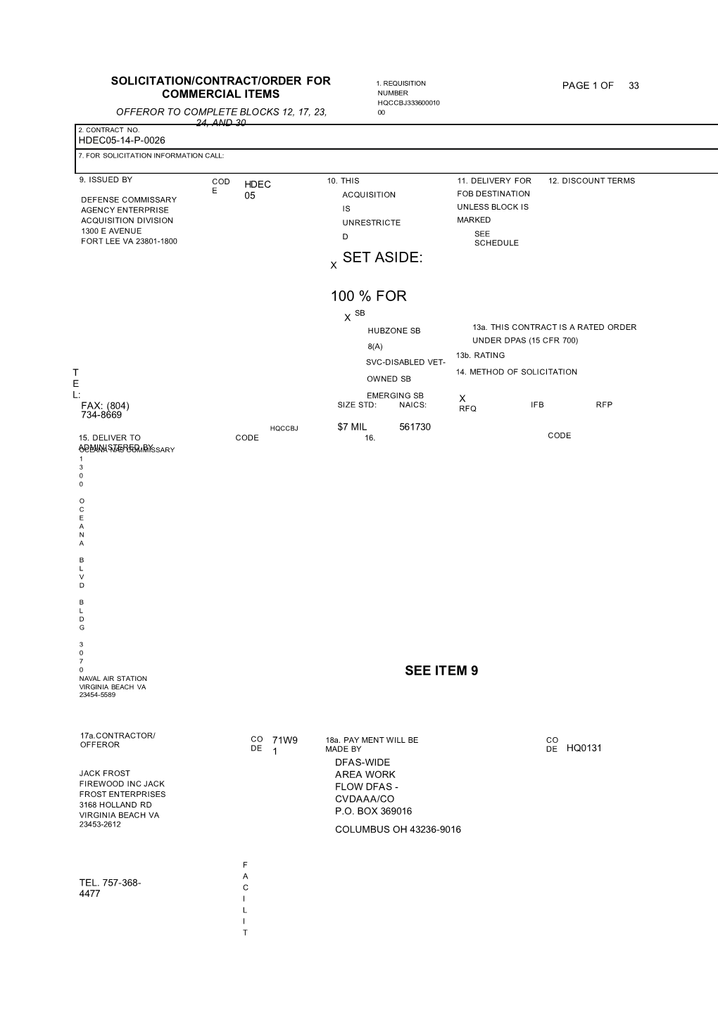 Solicitation/Contract/Order for Commercial Items s1