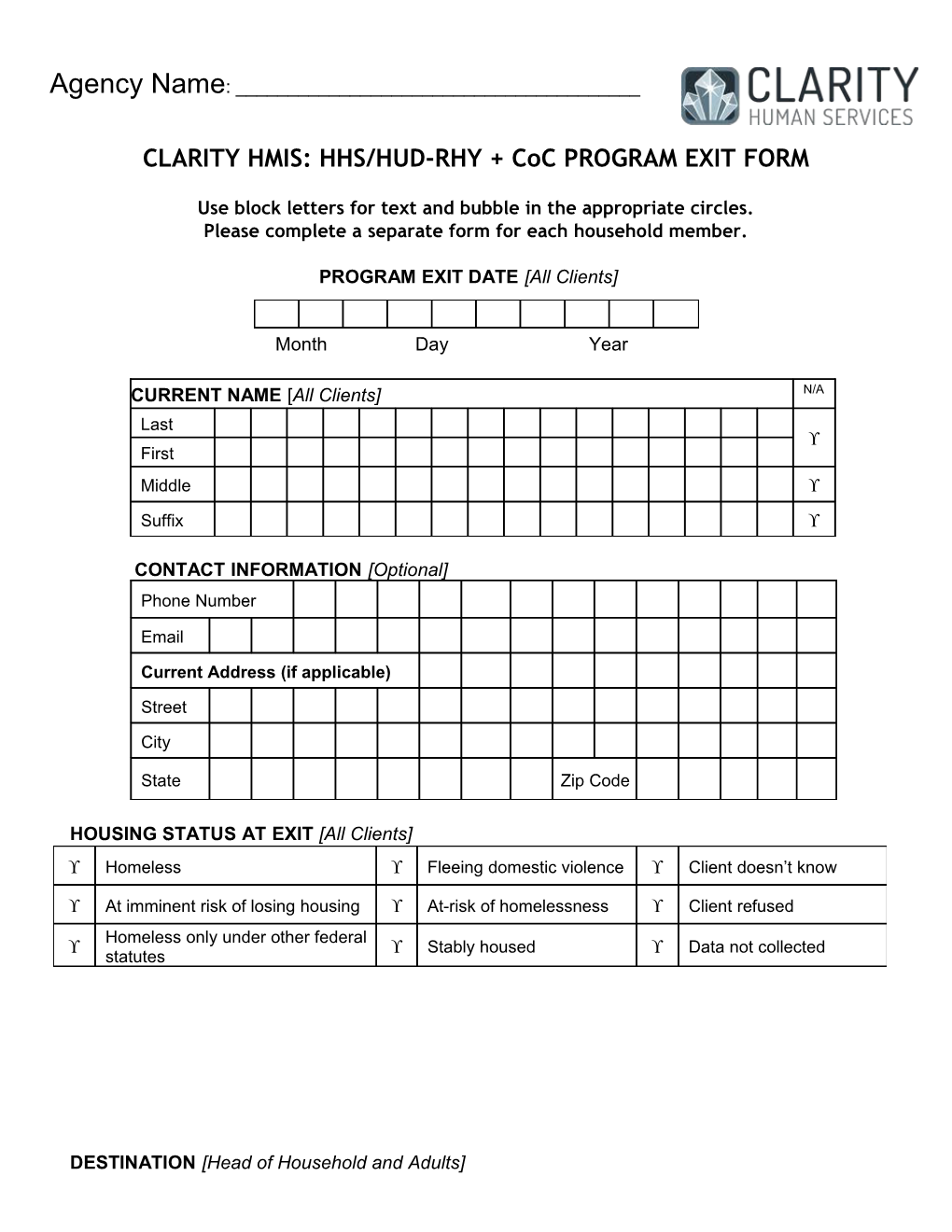 Clarity Hmis: Hhs Rhy Program Exit Form